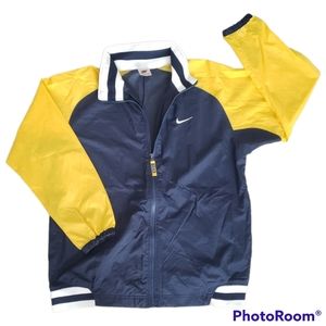 90s Vintage NIKE Lightweight Zip Up Windbreaker Track Jacket Yellow and Navy